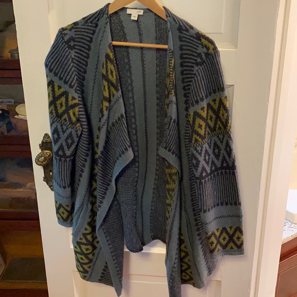 J Jill Aztec print cardigan sweater.